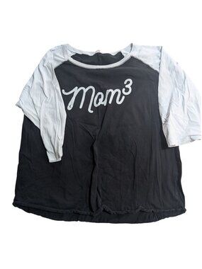 Mom³ Black & White Raglan Shirt - Funny Mom Of 3 Graphic Tee Size 3XL